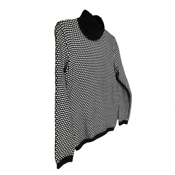 Karen Scott Women's Cotton Knit Black and White Turtleneck Sweater Size Medium - Picture 2 of 7